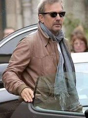 3 Days to Kill Kevin Costner Brown Leather Jacket