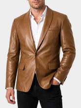 Aldric Shawl Collar Tan Leather Blazer