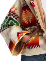 Beth Dutton Aztec Poncho Style Printed Wool Coat