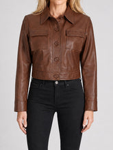 Cassidy Brown Cropped Leather Jacket