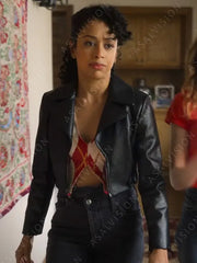 A Family Affair Eugenie Black Cropped Leather Jacket