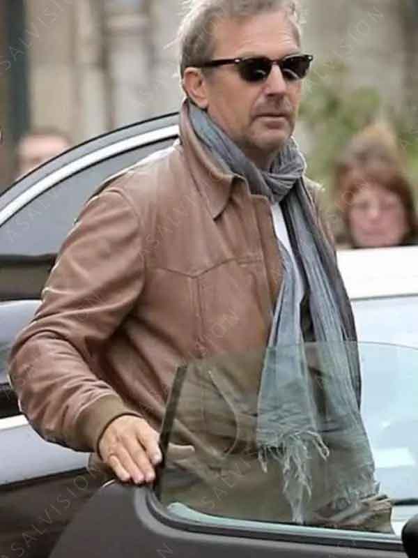 3 Days to Kill Kevin Costner Brown Leather Jacket
