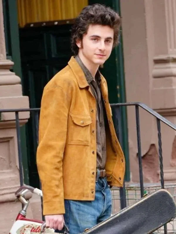 A Complete Unknown Timothée Chalamet Trucker Leather Jacket