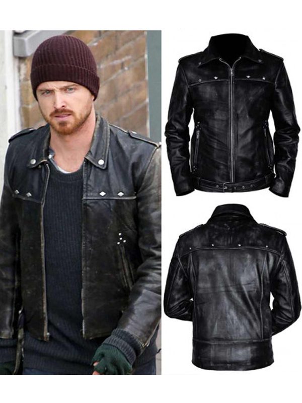 Aaron Paul A Long Way Down Leather Black Jacket