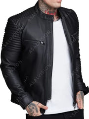 Aiden Black Fashion Leather Biker Jacket For Mens