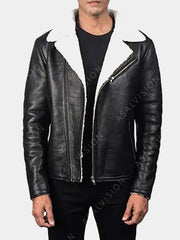 Alberto Shearling Black Biker Jacket