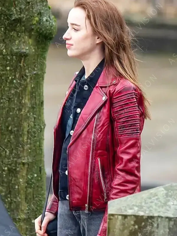 Bank Of Dave Alexandra Red Leather Jacket