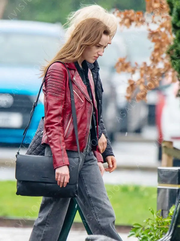Bank Of Dave Alexandra Red Leather Jacket