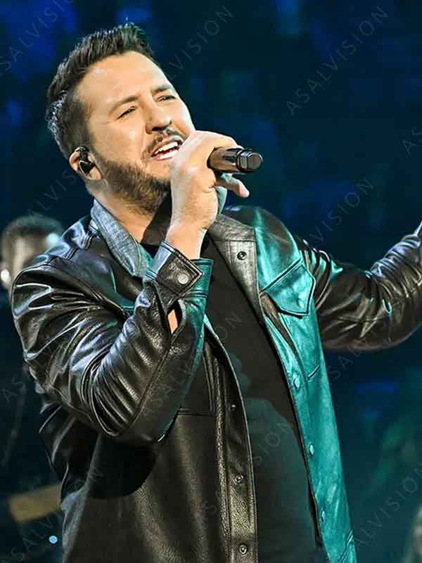 American Idol 2024 Luke Bryan Black Leather Jacket