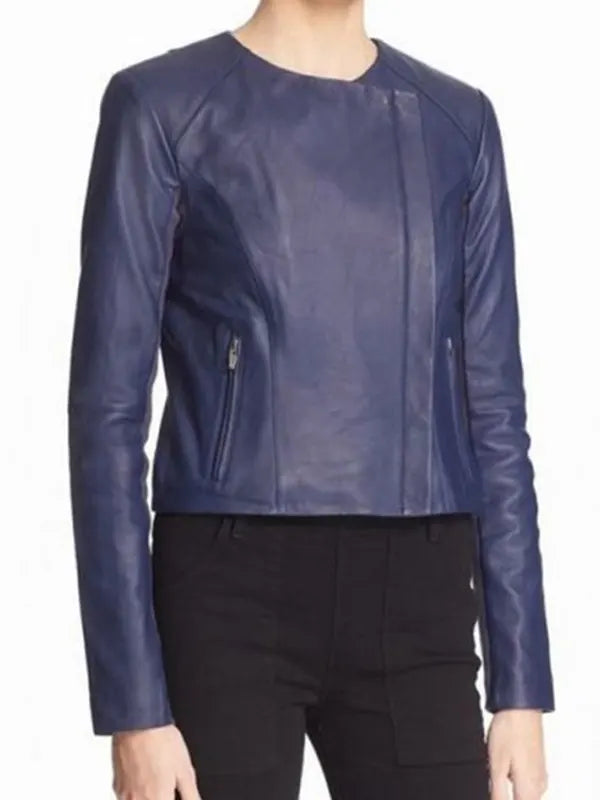 Arrow Season 5 Felicity Smoak Blue Leather Jacket
