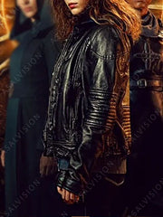 Ava Warrior Nun Leather Black Jacket