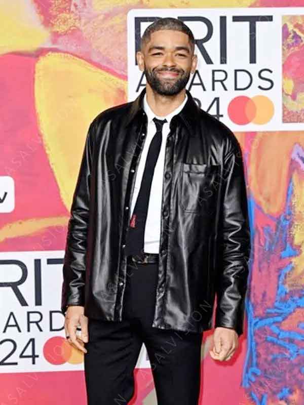 BRIT Awards 2024 Kingsley Ben-Adir Black Leather Jacket