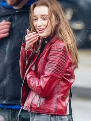 Bank Of Dave Alexandra Red Leather Jacket