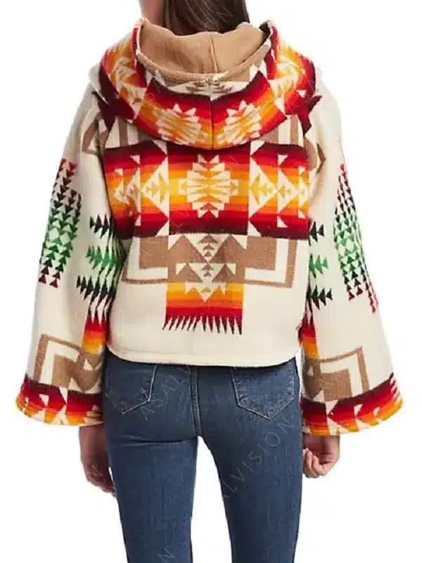 Beth Dutton Aztec Poncho Style Printed Wool Coat
