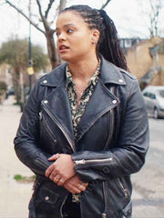 Big Mood Season 1 Eddie Black Leather Jacket