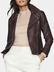 Big Sky Jenny Hoyt Brown Leather Biker Jacket