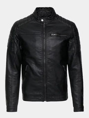 Black Cafe Racer Real Leather Jacket For Men