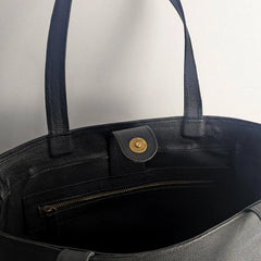 Averon Black Leather Tote Bag