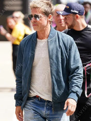 Brad Pitt Silverstone F1 Movie Blue Bomber Jacket