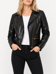 Brielle Black Biker Jacket