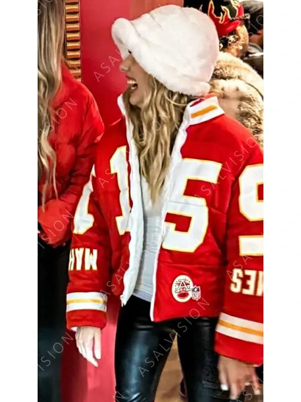 Brittany Mahomes Kristin Juszczyk Red Puffer Jacket