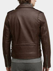 Bravik Brown Genuine Leather Biker Jacket