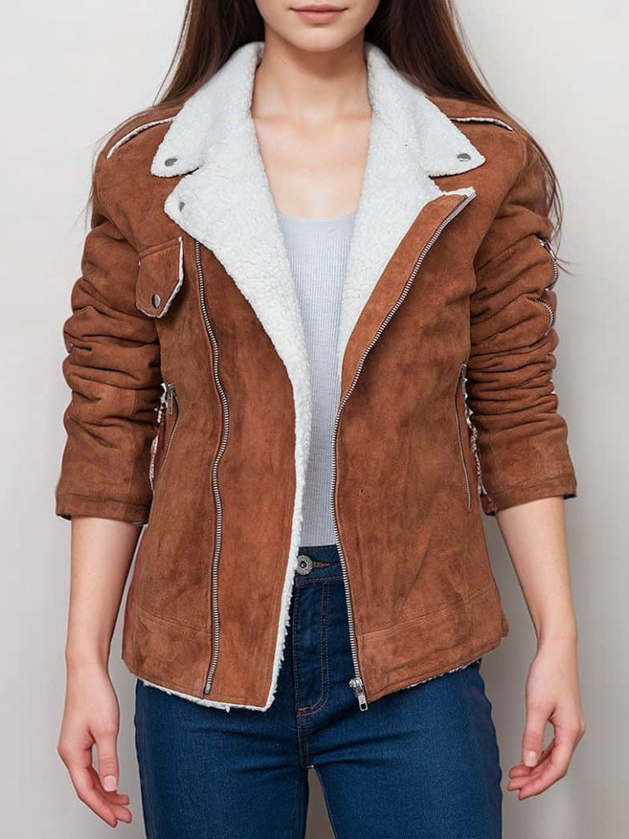 Calista Suede Sherpa Lined Jacket