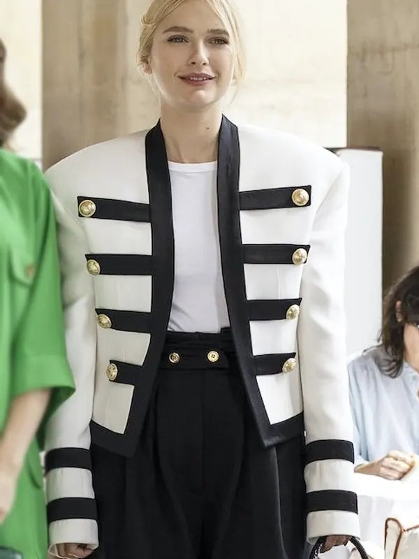 Camille Emily in Paris White And Black Jacket