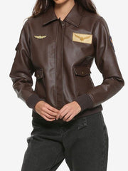 Captain Marvel Brie Larson Brown Leather Jacket