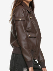Captain Marvel Brie Larson Brown Leather Jacket