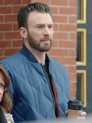Chris Evans Super Bowl Bomber Quilted Jacket