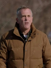 Chicago Fire Season 12 Christopher Herrmann Brown Puffer Jacket