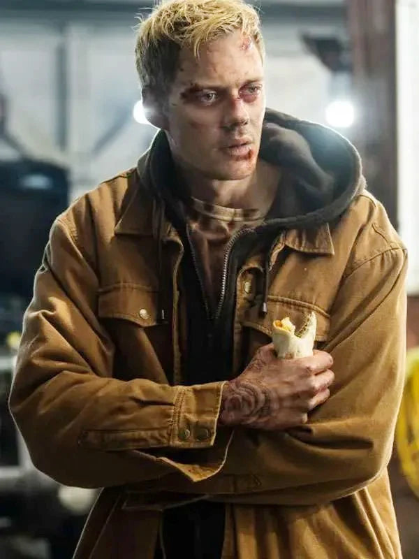 Bill Skarsgard Locked 2025 Brown Jacket