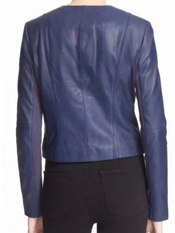 Arrow Season 5 Felicity Smoak Blue Leather Jacket