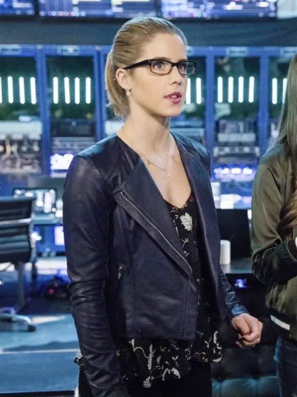 Arrow Season 5 Felicity Smoak Blue Leather Jacket