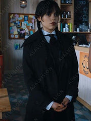 Addams Wednesday Black Trench Coat
