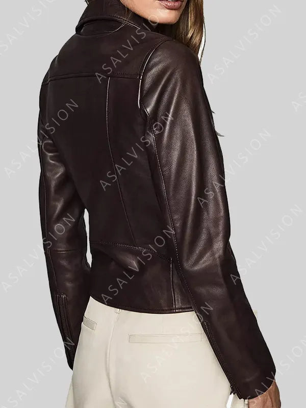 Big Sky Jenny Hoyt Brown Leather Biker Jacket