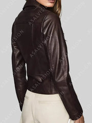 Big Sky Jenny Hoyt Brown Leather Biker Jacket