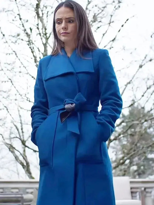 Cellar Door 2024 Jordana Brewster Blue Wool Coat