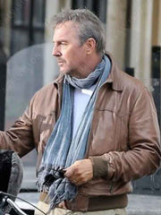 3 Days to Kill Kevin Costner Brown Leather Jacket