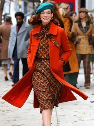 Anne Hathaway Modern Love Orange Coat
