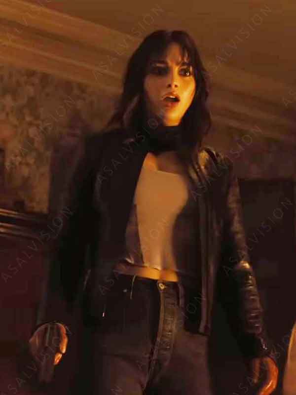 Abigail 2024 Melissa Barrera Black Leather Jacket