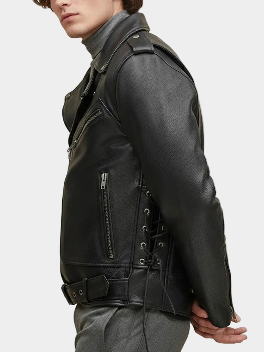 Bravik Black Genuine Leather Biker Jacket