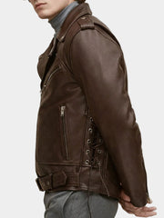 Bravik Brown Genuine Leather Biker Jacket