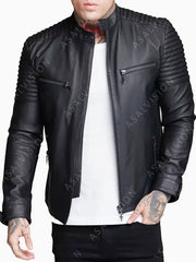 Aiden Black Fashion Leather Biker Jacket For Mens