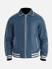 Blaxton Blue Bomber Leather Jacket