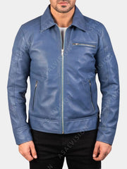 Axeron Blue Leather Jacket