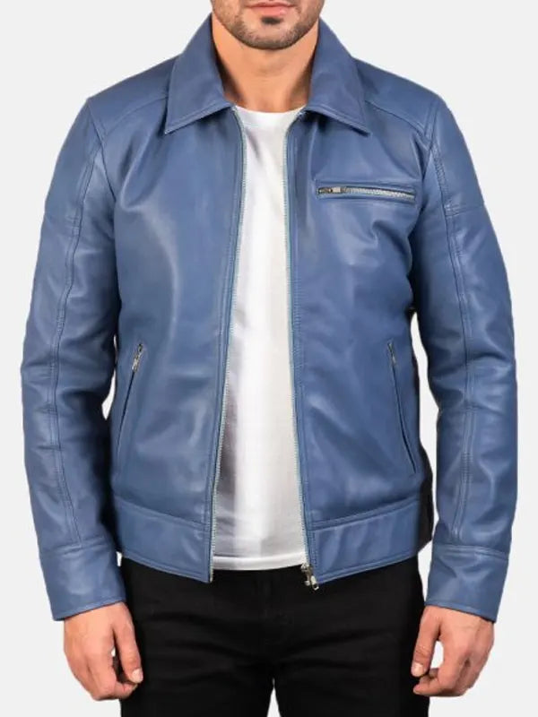 Axeron Blue Leather Jacket