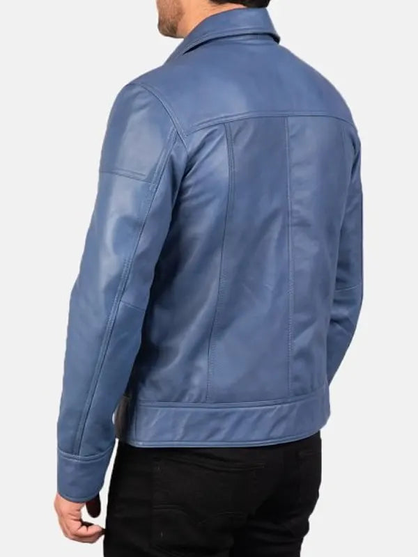 Axeron Blue Leather Jacket