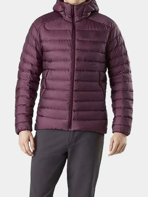 Burgundy Puffer Jacket For Men